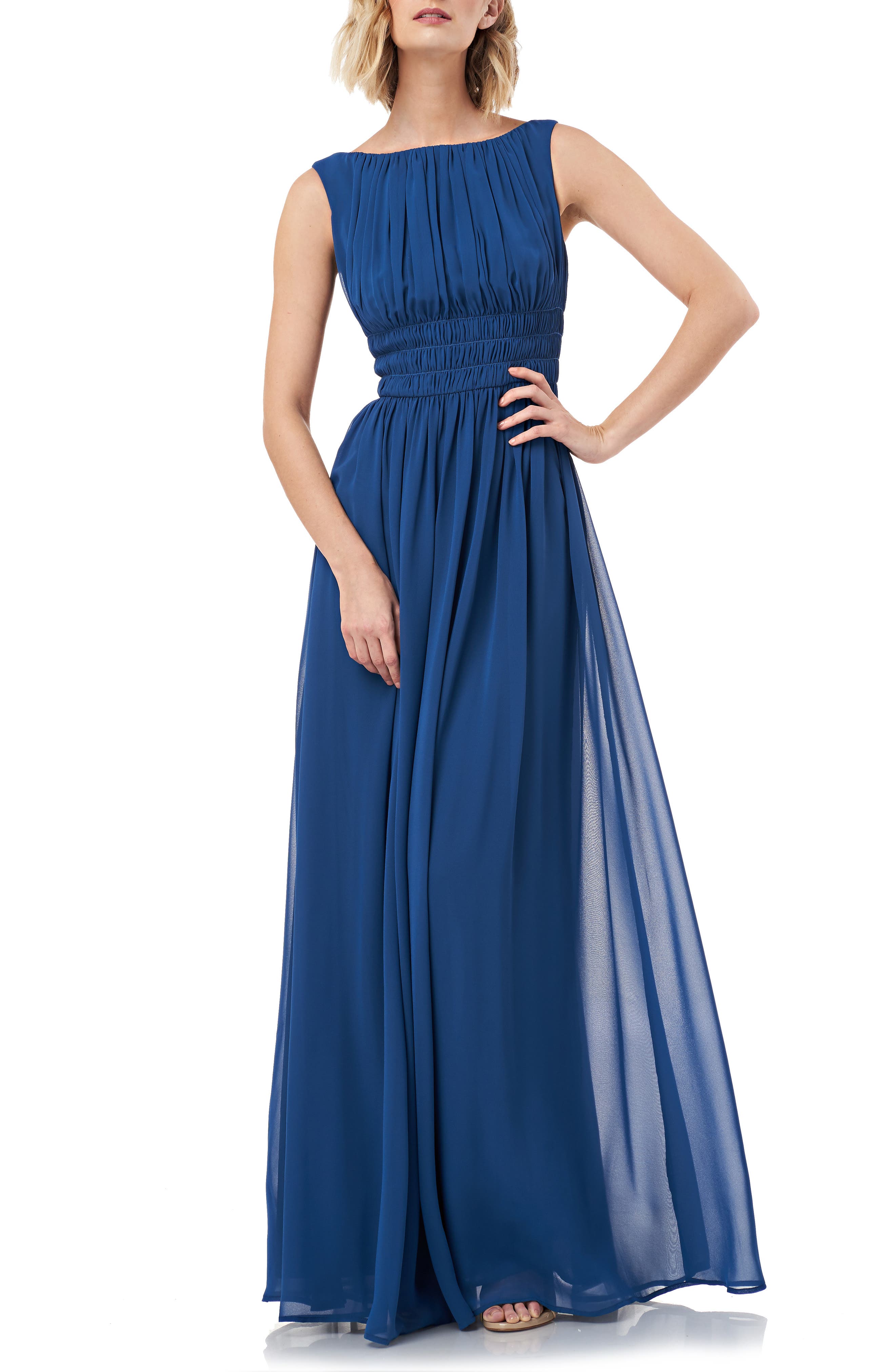 Kay Unger Sleeveless Fit & Flare Chiffon Evening Gown | Nordstrom