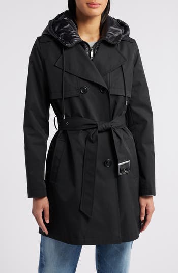 Hooded double breasted trench coat hotsell