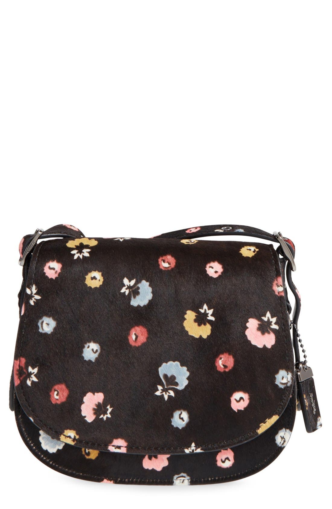 COACH 1941 '23' Flower Print Genuine Calf Hair Saddle Bag Nordstrom