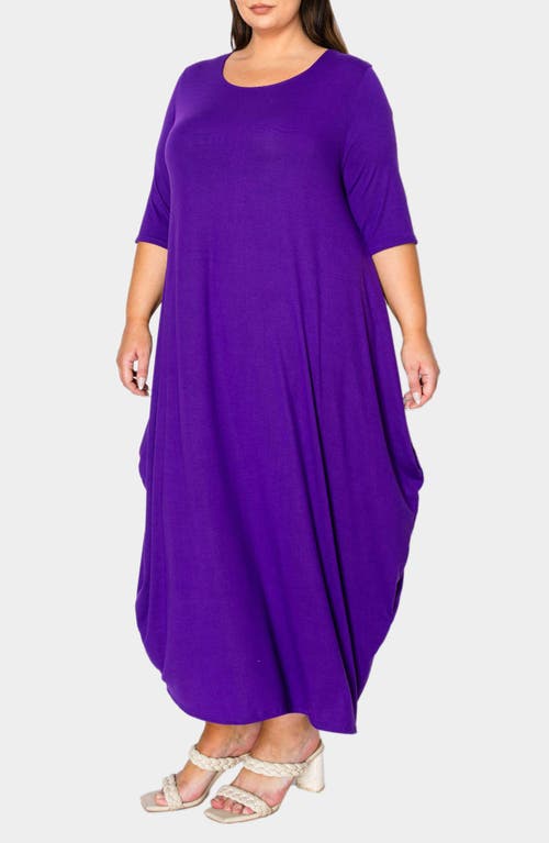 Shop L I V D Evelyn Bubble Hem Jersey Midi Dress In Purple