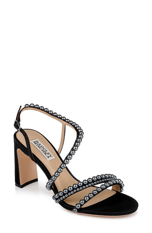 Shop Badgley Mischka Collection Amora Slingback Sandal In Black Satin