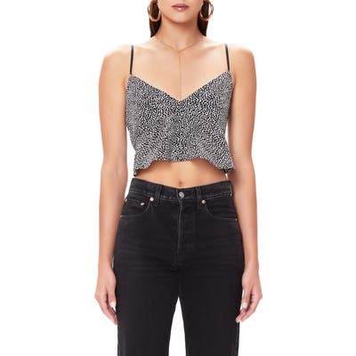 Afrm Sims Animal Print Peplum Camisole, Black