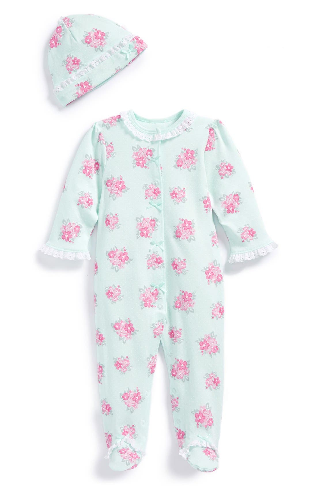 Little Me 'Spring Posies' Footie & Hat (Baby Girls) Nordstrom