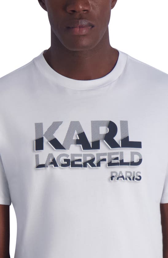 Shop Karl Lagerfeld Paris Stripe Logo Graphic T-shirt In White
