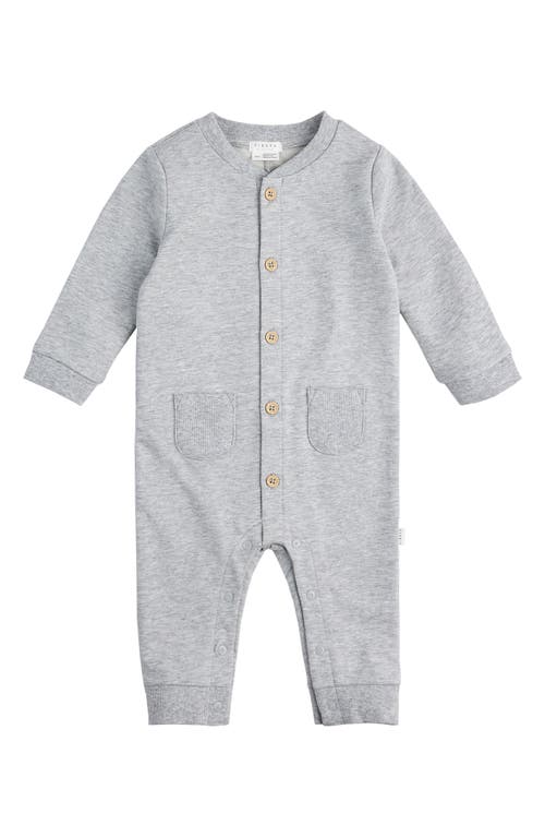 FIRSTS by Petit Lem Heathered Stretch Organic Cotton Romper Medium Heather Grey at Nordstrom,