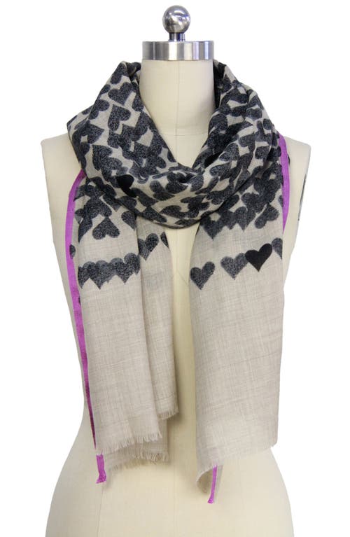Saachi Heart Wool & Silk Scarf In Charcoal