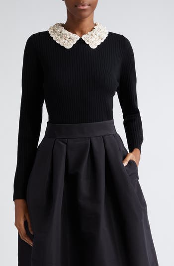 Embellished discount collar sweater