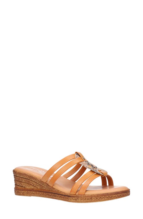 TUSCANY by Easy Street Micola Wedge Slide Sandal in Tan Snake Faux Leather