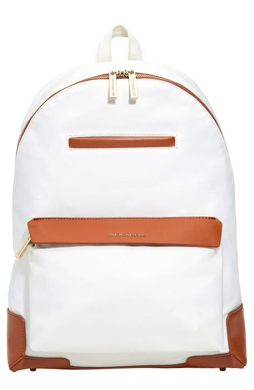 The Honest Company Uptown Coated Canvas Diaper Backpack in Cream/Cognac at Nordstrom