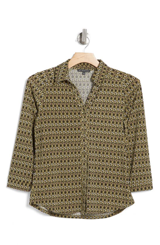 ADRIANNA PAPELL ADRIANNA PAPELL MOSS CREPE BUTTON FRONT SHIRT