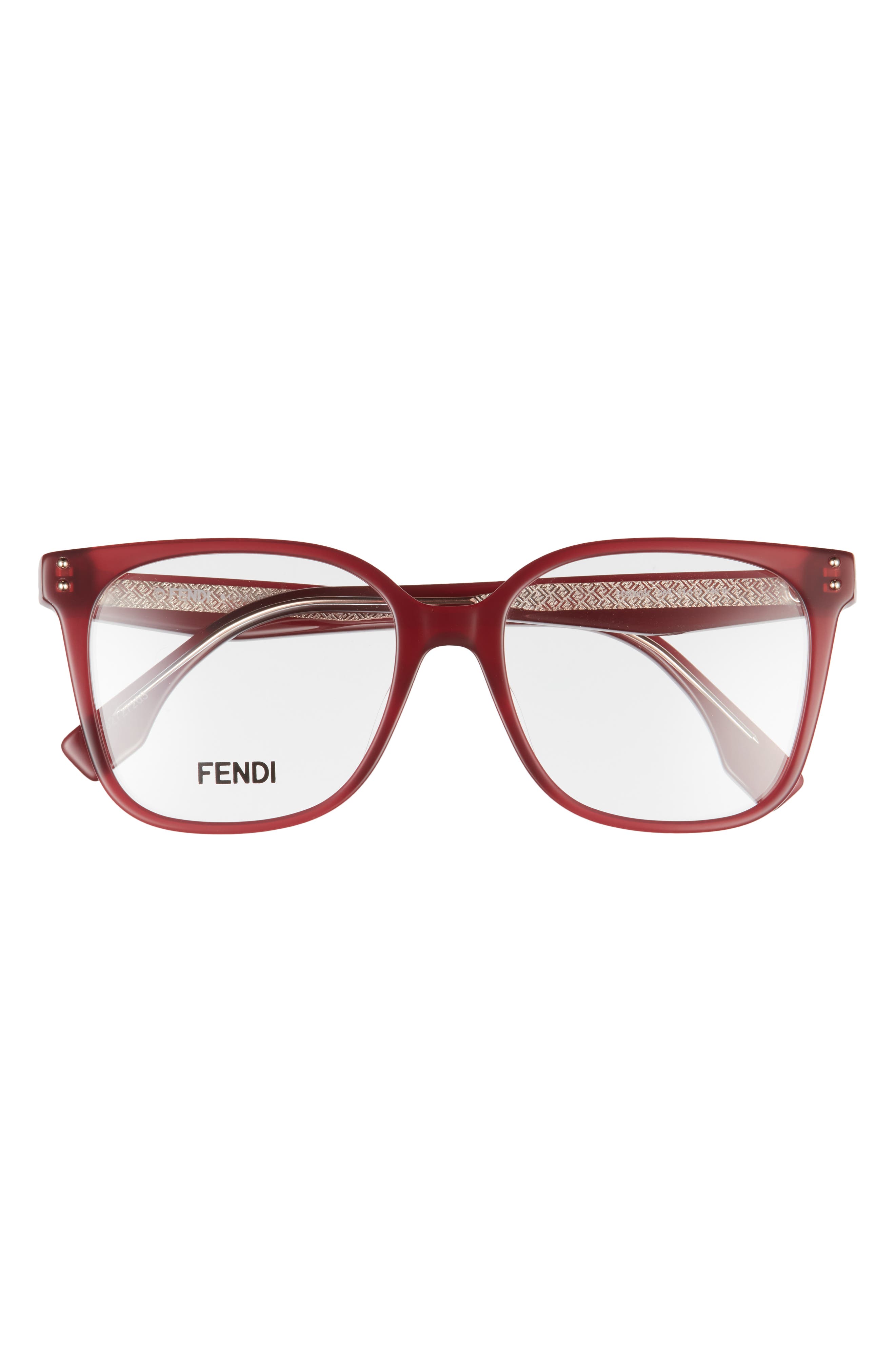 Fendi 53m Square Optical Glasses in Shiny Bordeaux at Nordstrom
