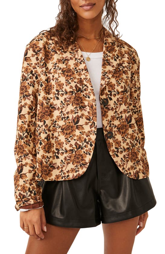 FREE PEOPLE CALI FLORAL PRINT BOXY SINGLE BREASTED BLAZER