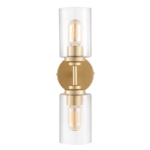 Jonathan Y Giles 2-light Farmhouse Industrial Iron Cylinder Led Sconce In Brass Gold