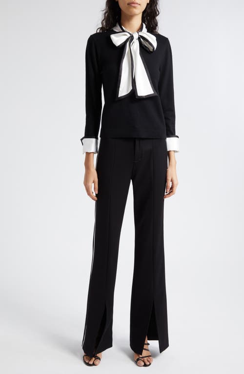 Alice And Olivia Alice + Olivia Princess Slit Hem Flare Pants In Black/off White