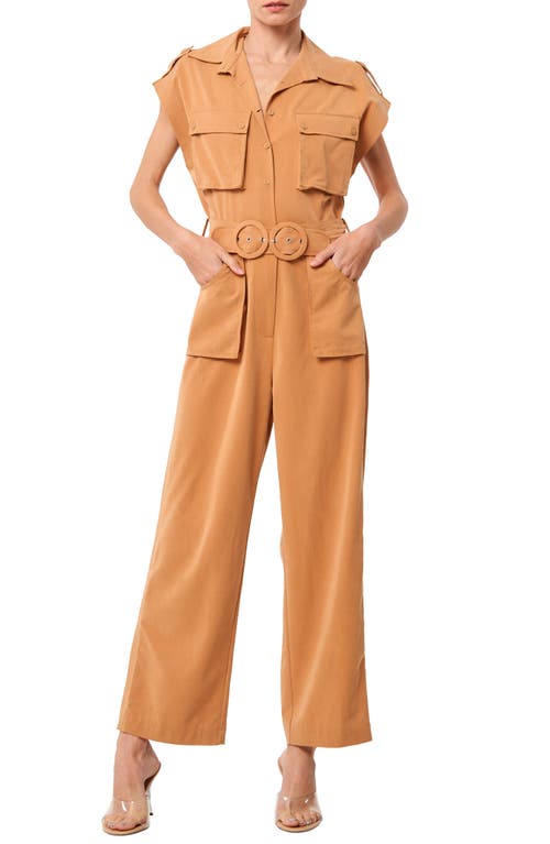 Ciebon Joelle Cap Sleeve Jumpsuit In Tan