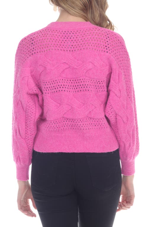 Shop Rain And Rose Eyelet Sweater In Fuchsia