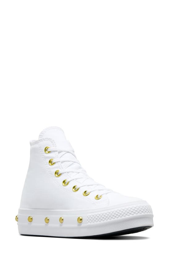 Converse Chuck Taylor® All Star® Lift High Top Platform Sneaker In White/ White/ Gold