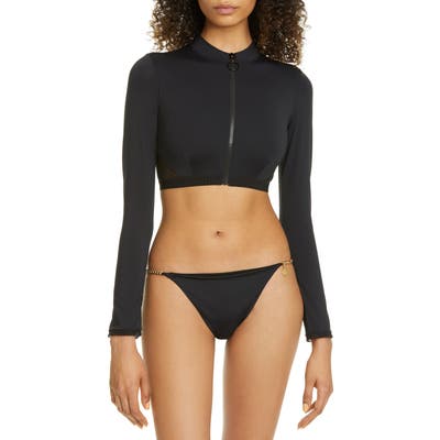 Stella Mccartney Mesh Inset Crop Rashguard, Black
