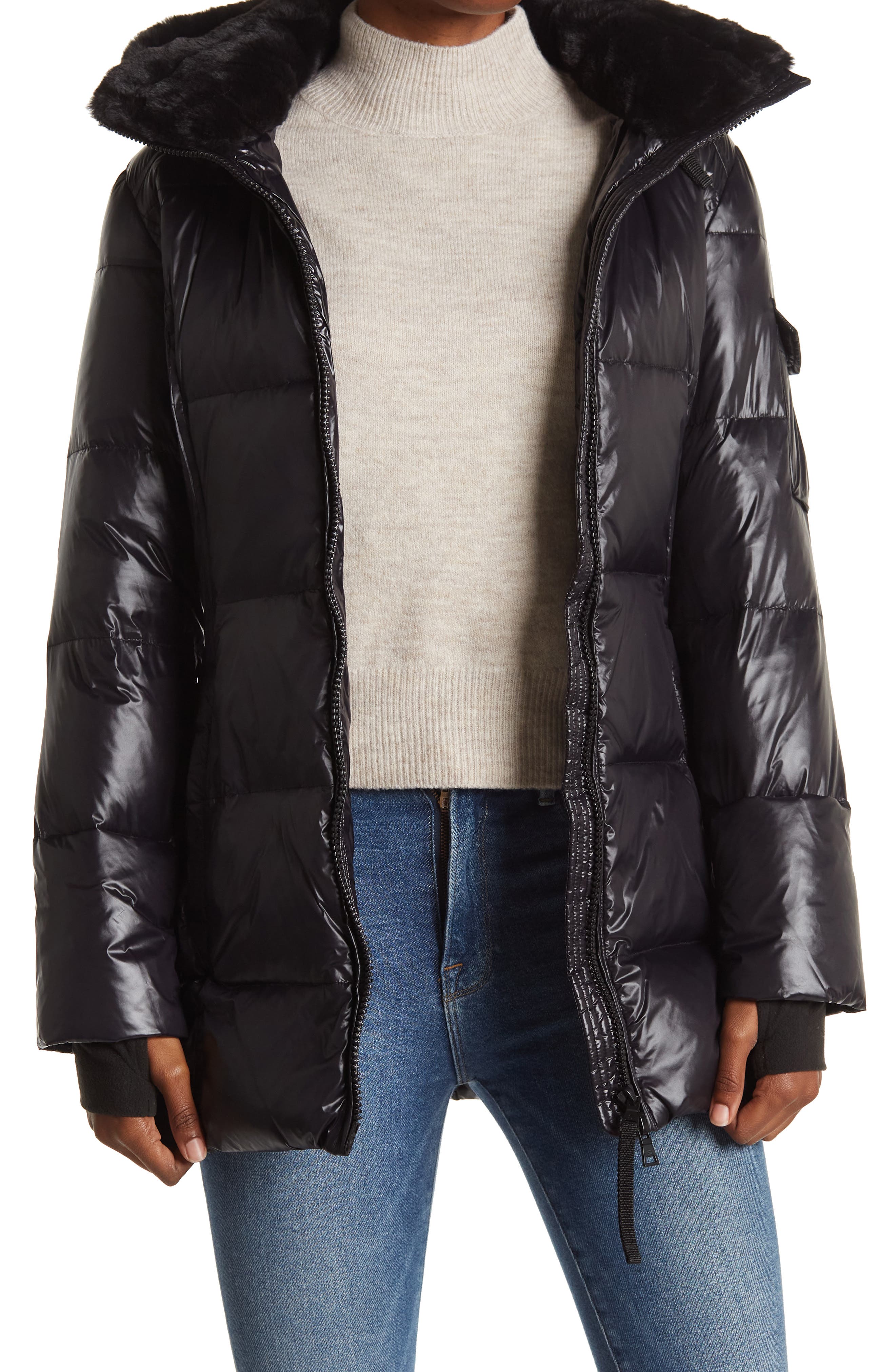 faux fur lined quilted puffer jacket