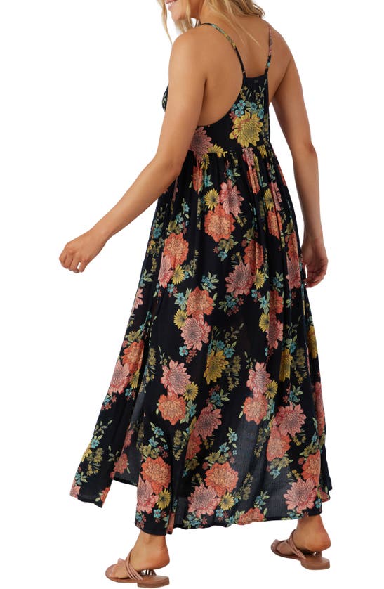 Shop O'neill Saltwater Essentials Floral Maxi Dress In Black