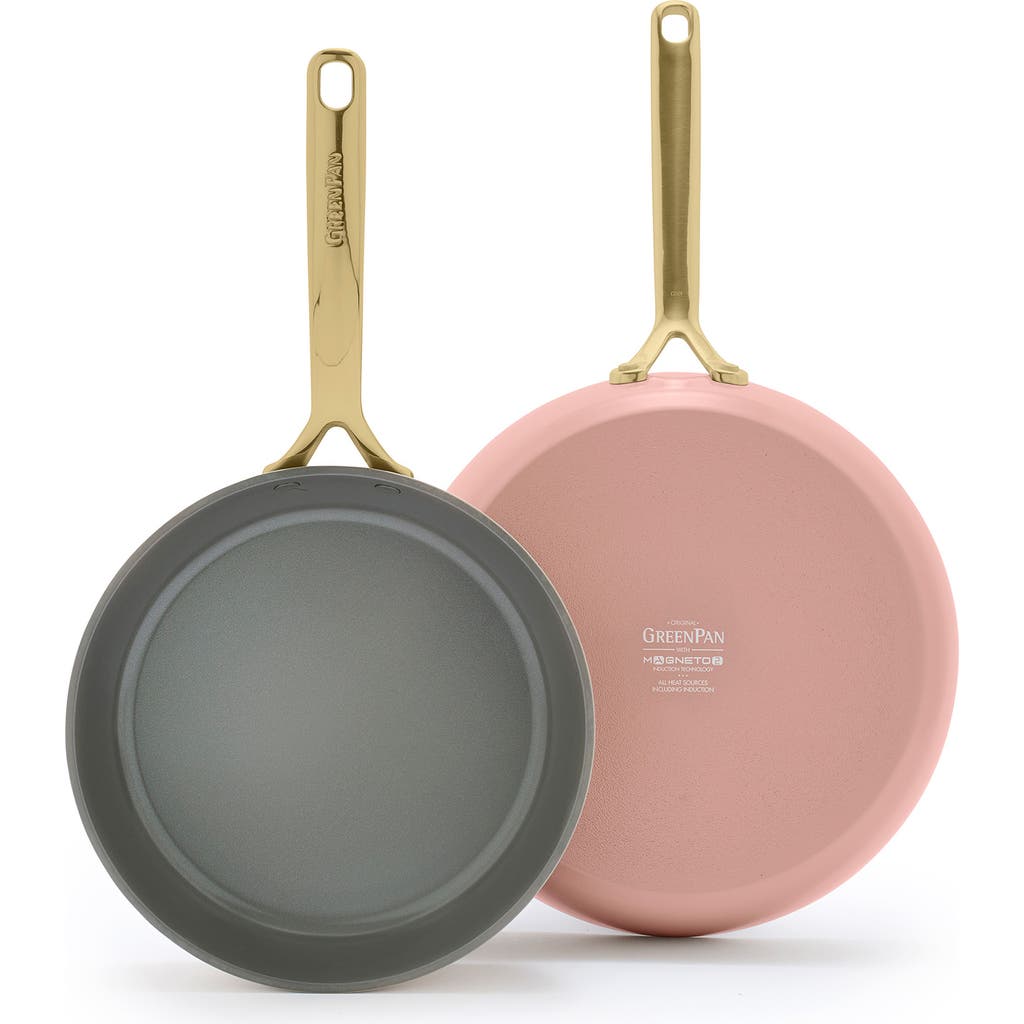 Greenpan Gp5 Set Of 2 Stainless Steel Nonstick Frying Pans In Dusty Rose