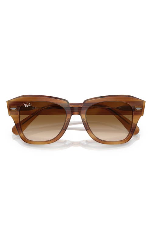 Ray Ban Ray-ban State Street 49mm Gradient Square Sunglasses In Striped Brown