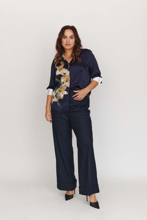 Shop Gabriella Rossetti Rosa Pant In Navy Shadow Stripe