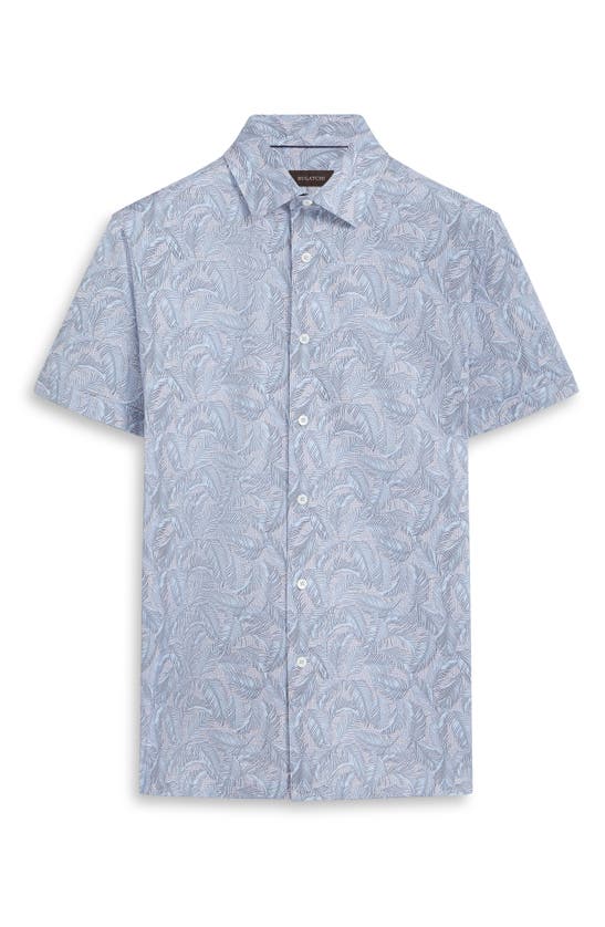 Shop Bugatchi Milo Ooohcotton® Print Short Sleeve Button-up Shirt In Air Blue