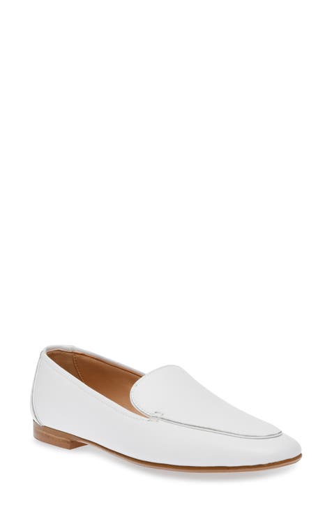 White pointed store toe loafers