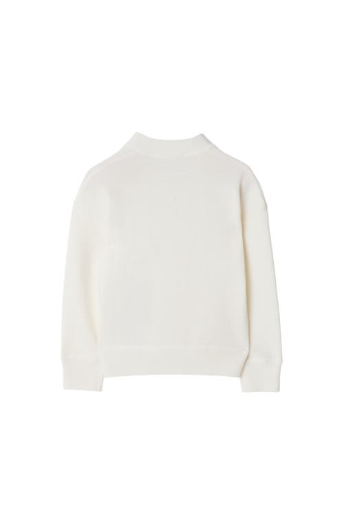 Burberry Check Label Wool Cardigan In Ivory