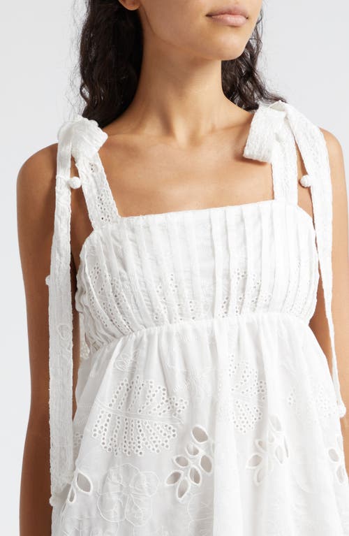 Shop Farm Rio Eyelet Embroidered Midi Dress In Off-white