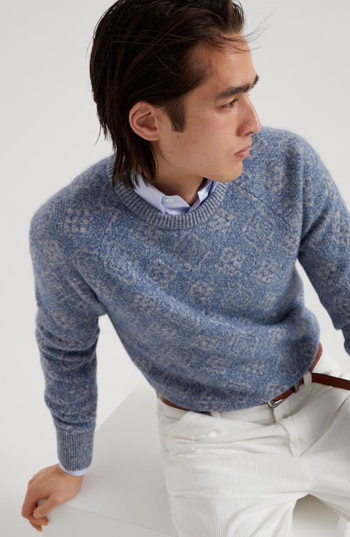 Shop Brunello Cucinelli Jacquard Sweater In Azure