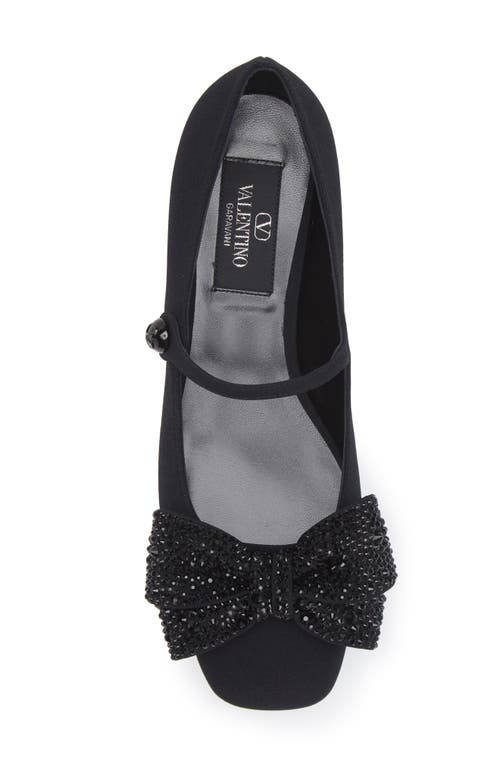 Shop Valentino Garavani Bow Mary Jane Flat In Nero/jet