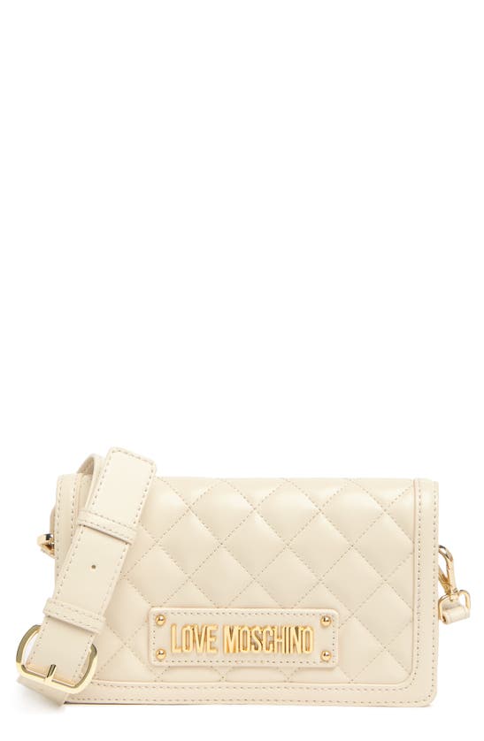 Love Moschino Borsa Quilted Leather Crossbody Bag In Avorio