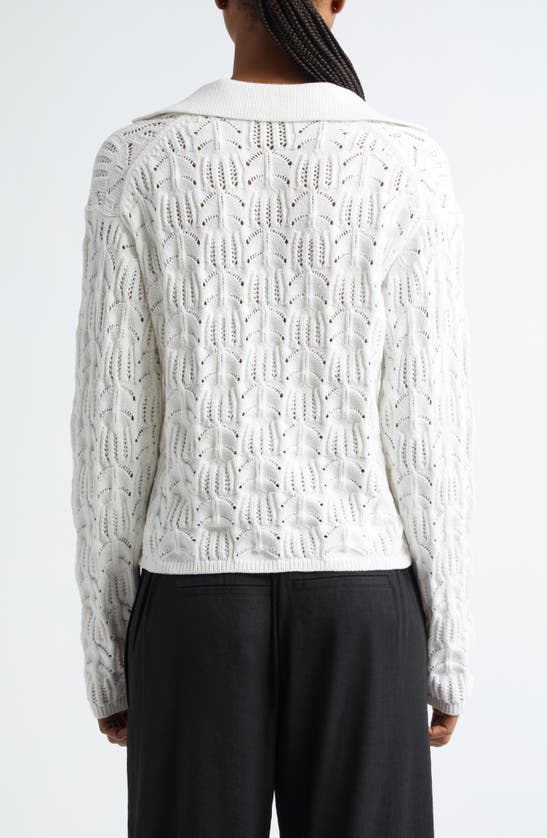 Shop Vince Baja Crochet Sweater In Optic White