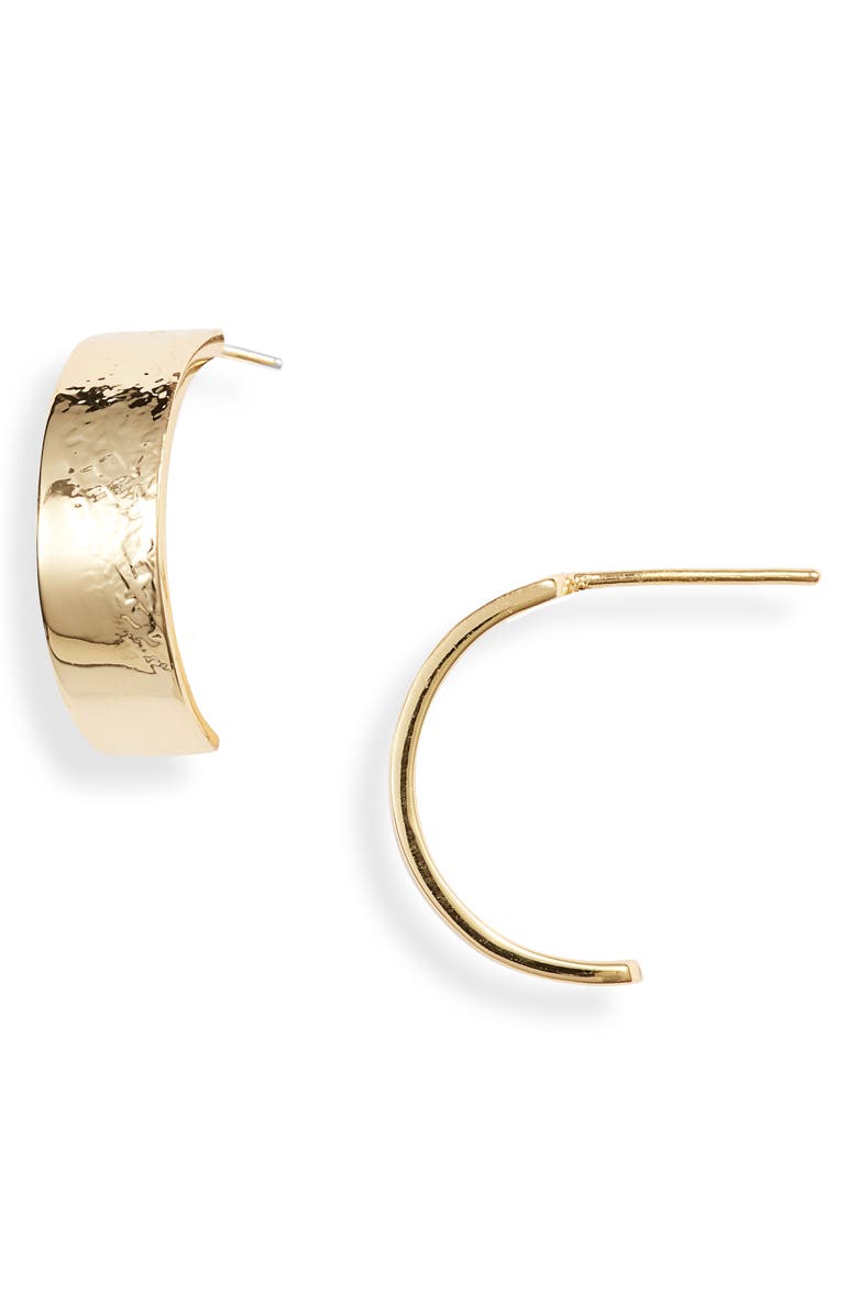  Shaye Hammered Half Hoop Earrings, Main, color, GOLD
