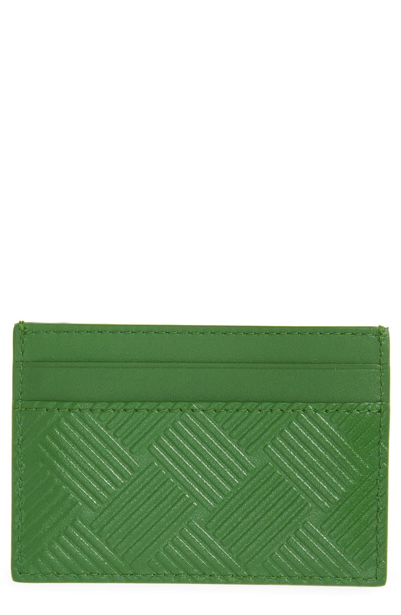 BOTTEGA VENETA Intrecciato Embossed Leather Card Case, Main, color, LAWN-SILVER