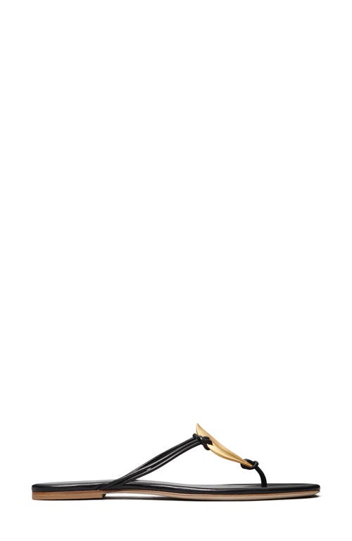 Shop Tory Burch Patos Leather Sandal In Perfect Black/gold