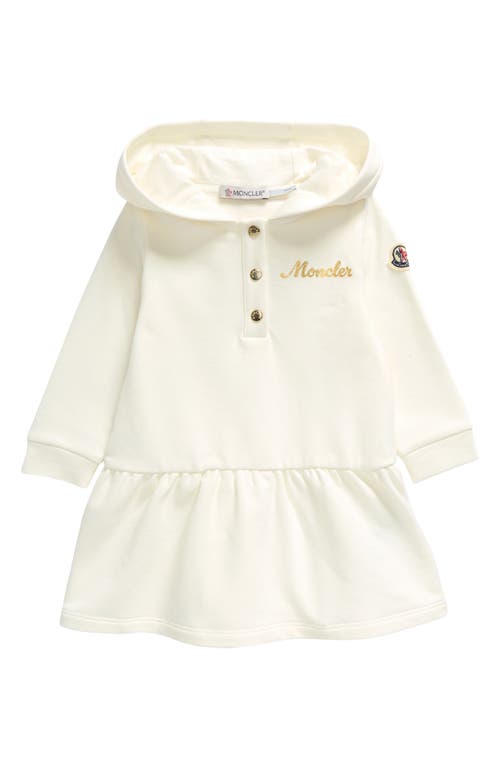 Shop Moncler Kids' Stretch Cotton Hoodie Dress In White