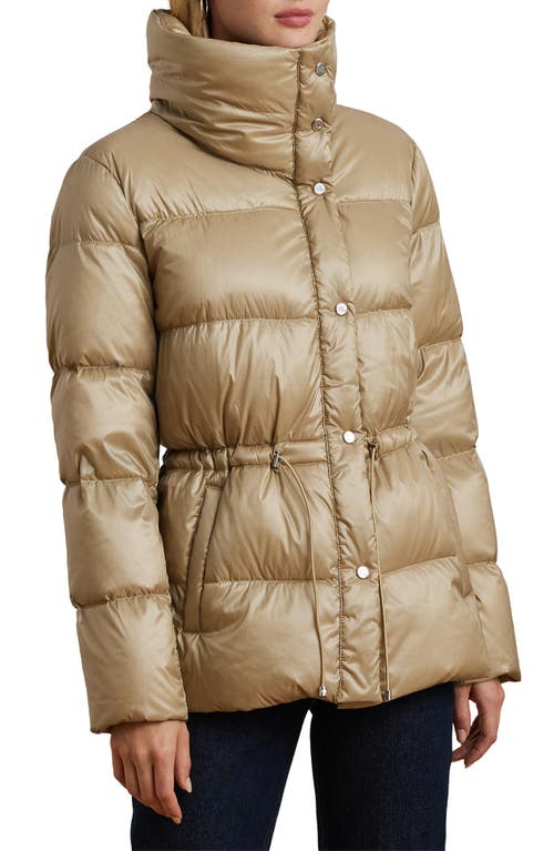 Shop Lauren Ralph Lauren Soft Loft Quilted Down Puffer Coat In Birch Beige