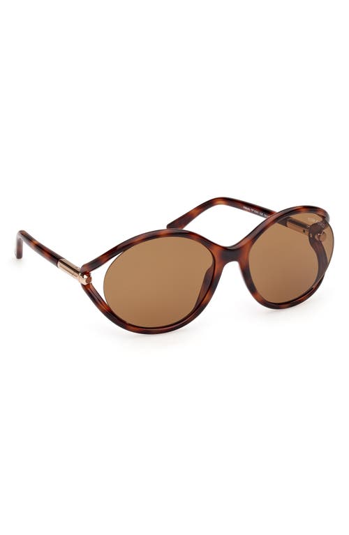 Shop Tom Ford Melody 59mm Round Sunglasses In Shiny Blonde Havana/brown