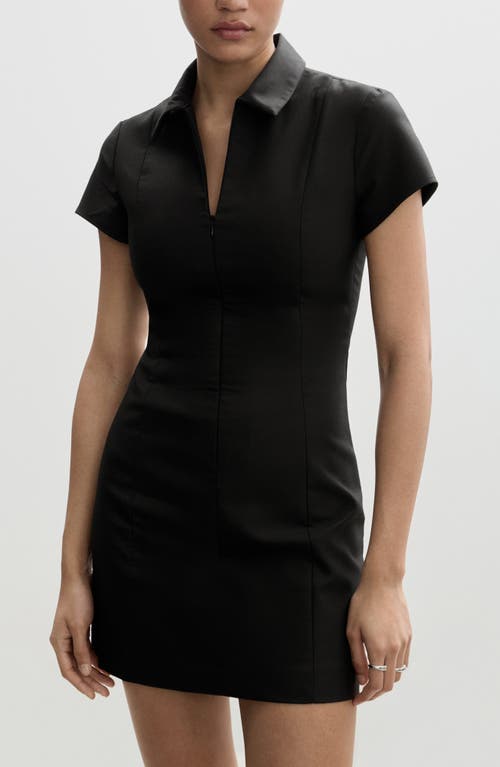 Mango Short Dress With Zip Black In Black