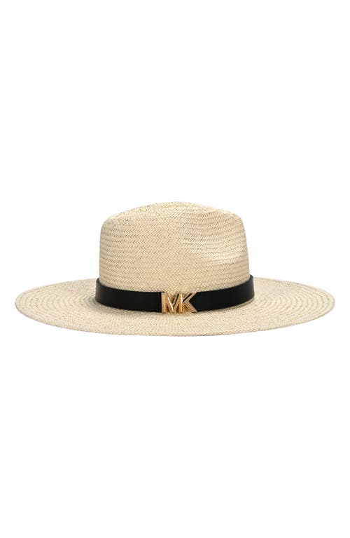 Michael Kors Karlie Straw Hat In Natural/black/gold