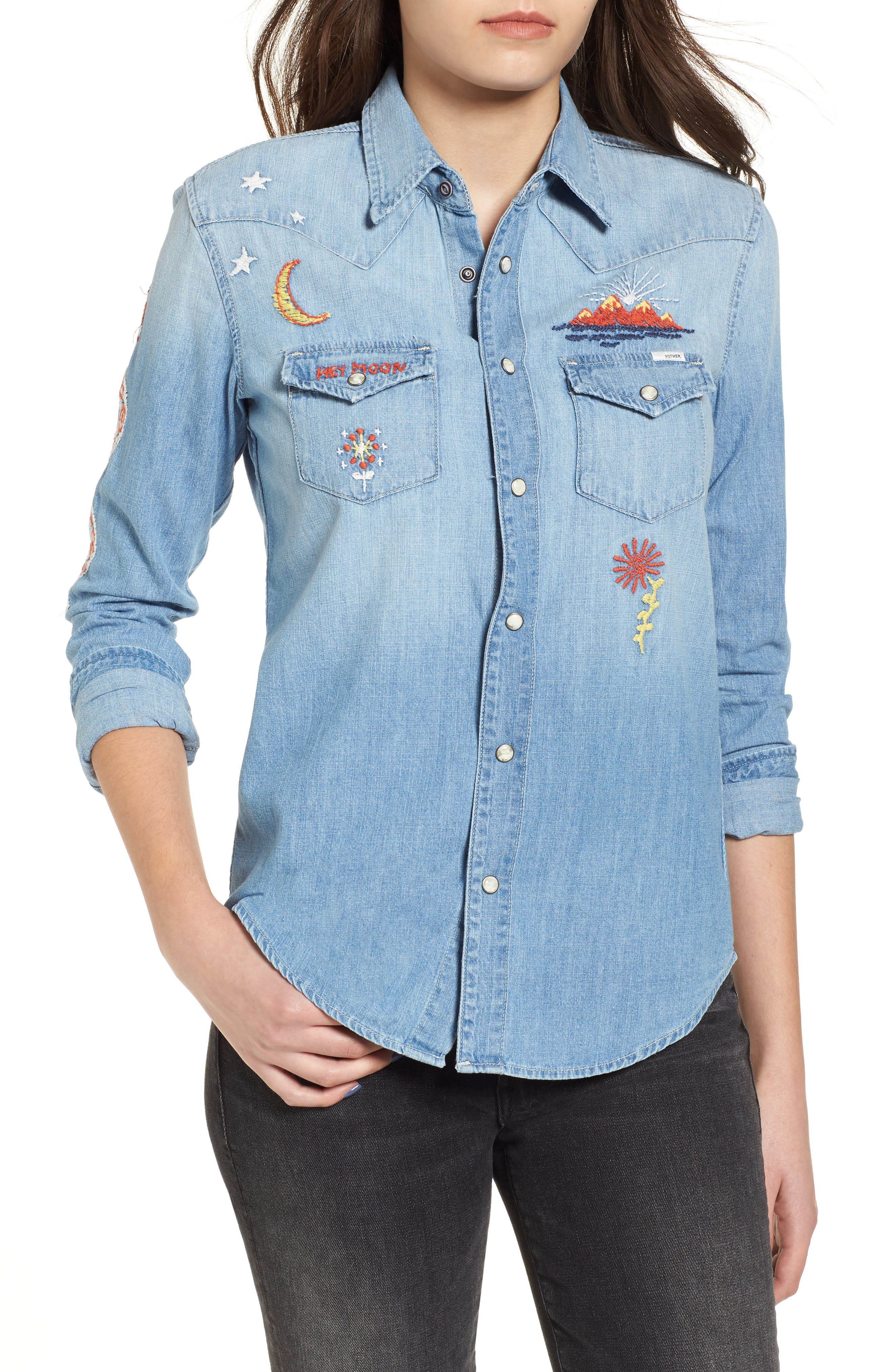 embroidered jean shirt
