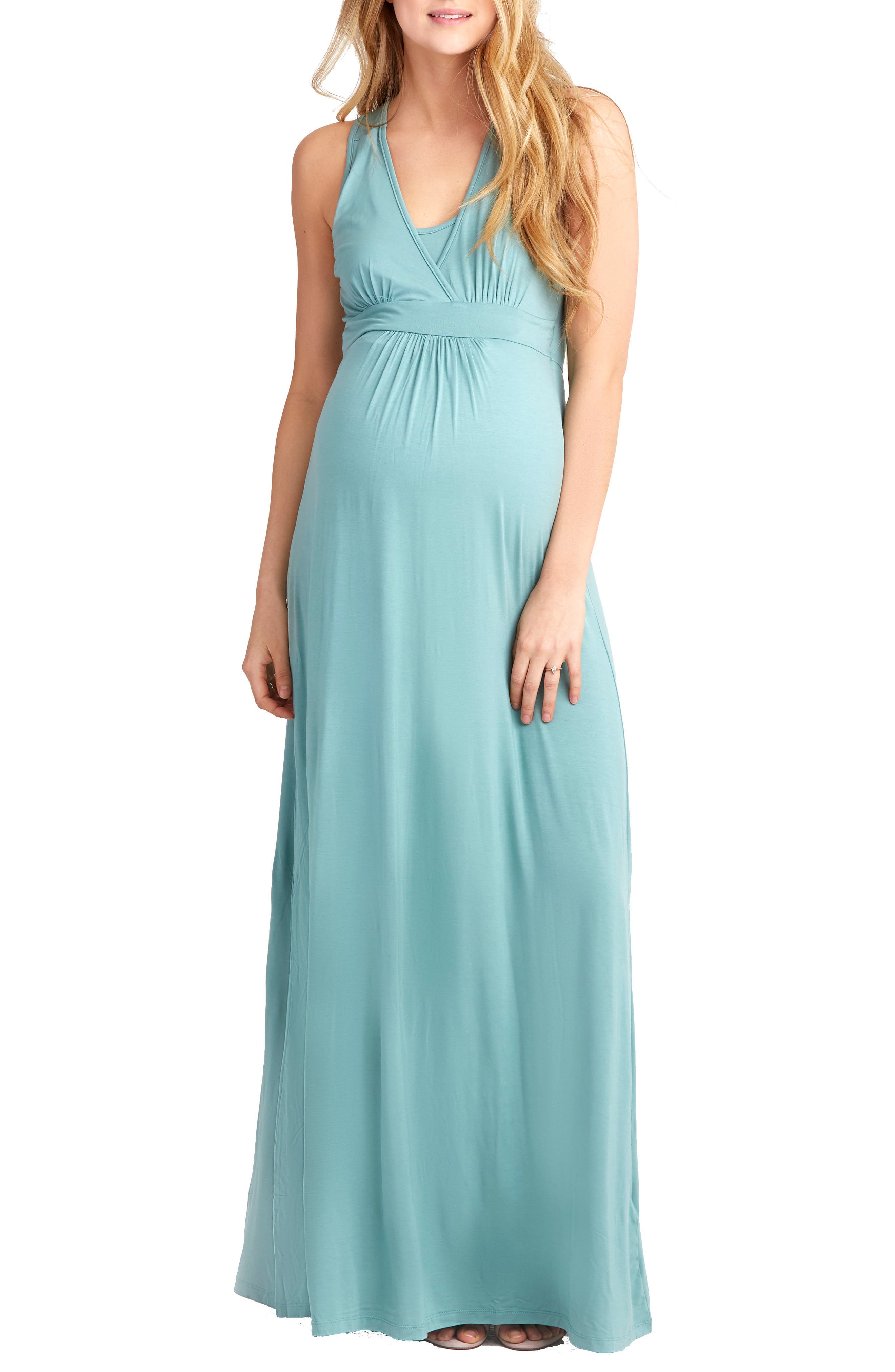 Nom Maternity Hollis Maternity/nursing Maxi Dress, Green
