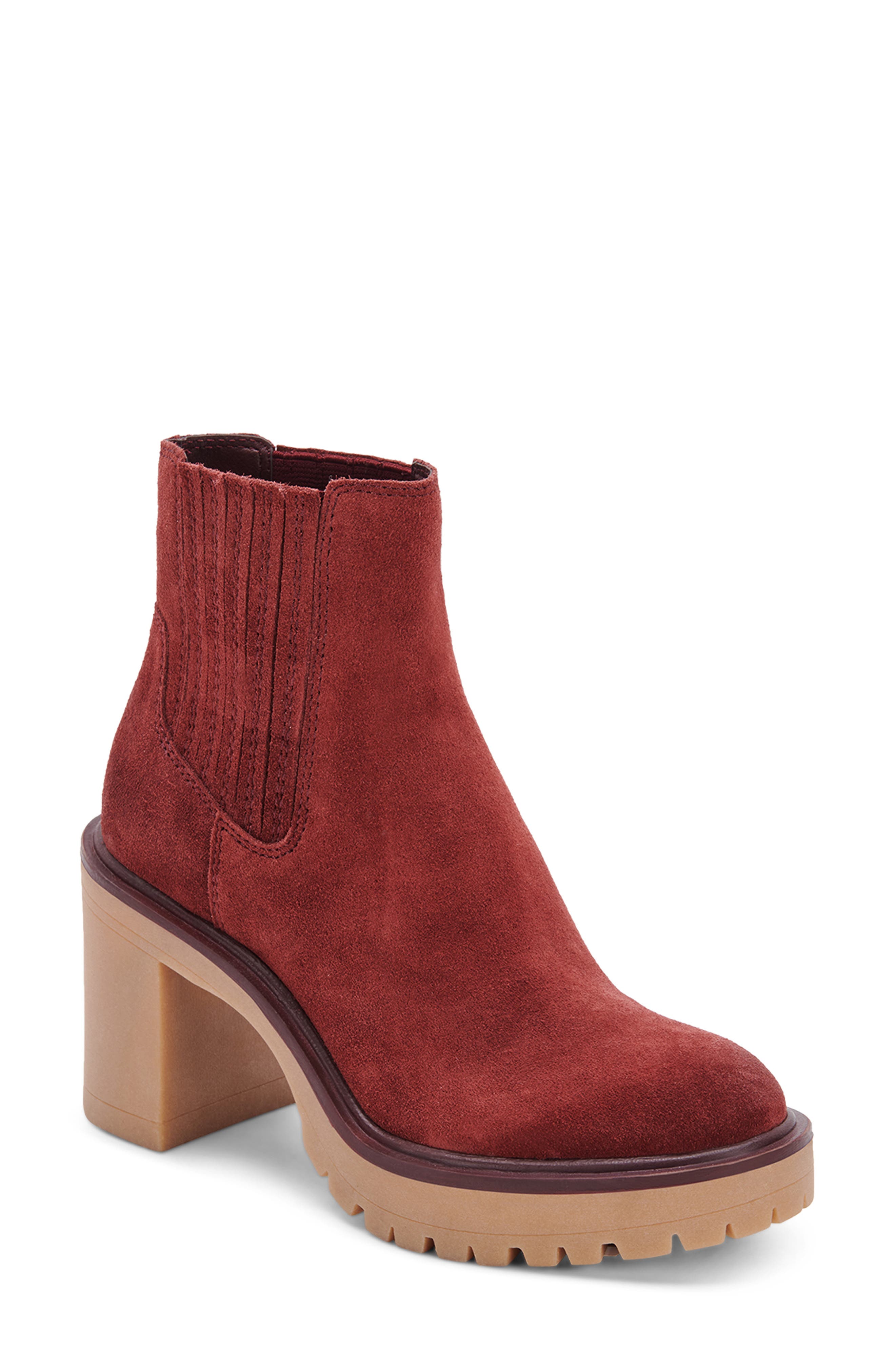 red suede boots womens