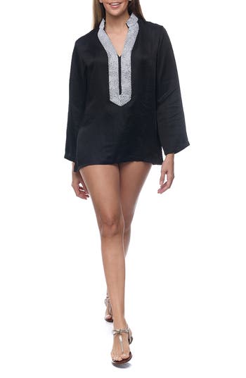 Ranee's Ranees Embellished Long Sleeve Tunic In Black