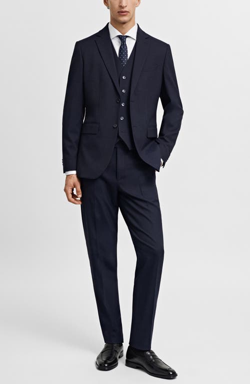 Shop Mango Superslim Fit Navy Flat Front Stretch Dress Pants