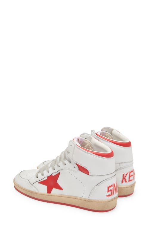 Shop Golden Goose Sky-star High Top Sneaker In White/red