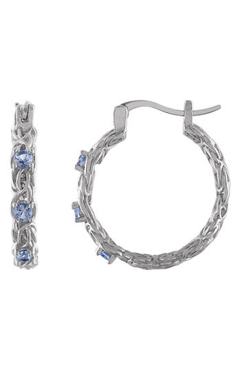 Fzn Stone Hoop Earrings In Aquamarine